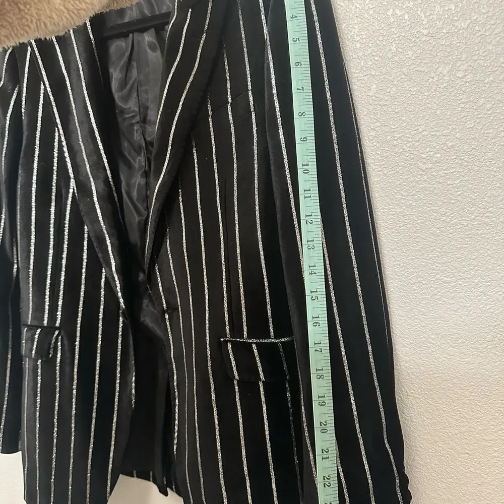 Black and Silver Striped Blazer Giovanni Testi